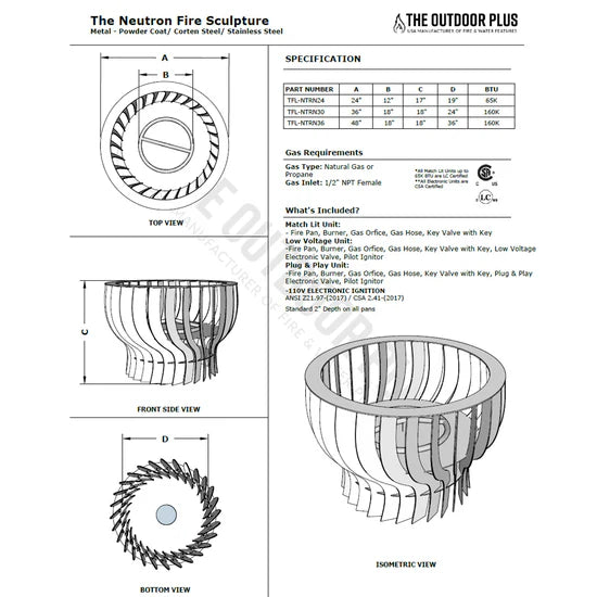 Outdoor Plus Neutron Fire Sculpture - Corten Steel