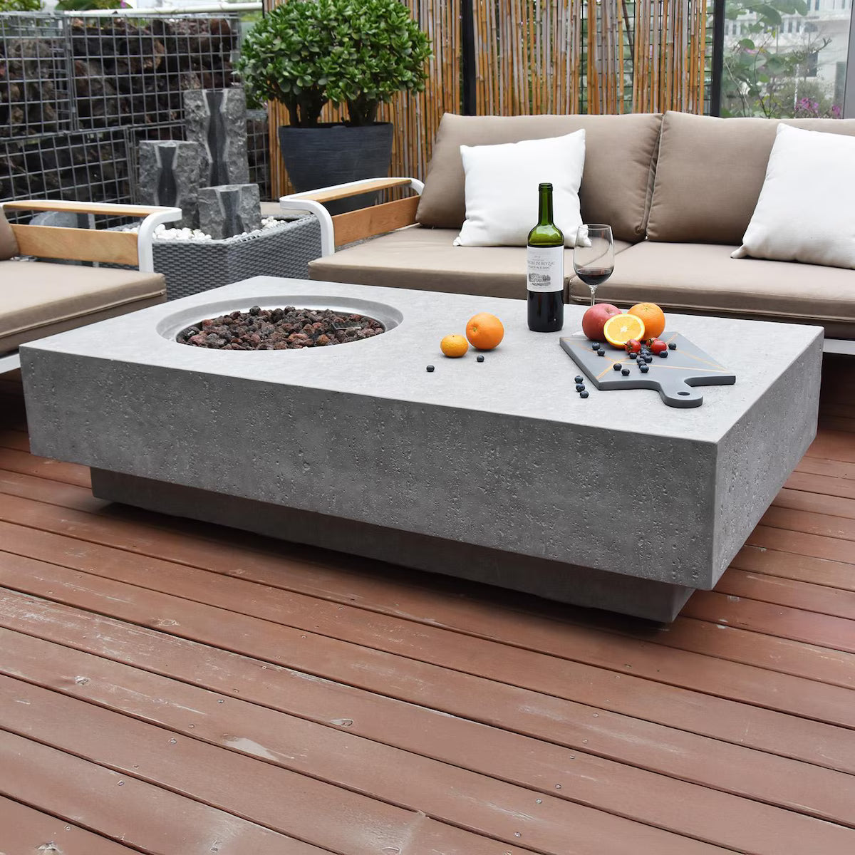 Elementi Metropolis 56” Concrete Fire Table
