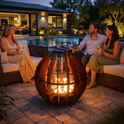 Outdoor Plus Nova Fire Sculpture - Corten Steel