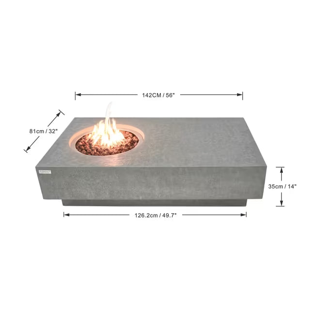 Elementi Metropolis 56” Concrete Fire Table